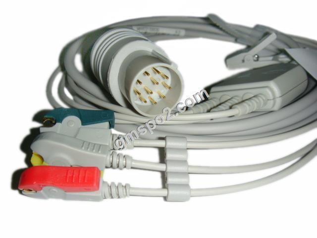 Nihon Kohden 11-pins eendelige kabel met 3-lead leadwires.jpg Nihon Kohden 11pin one piece cable with 3-lead leadwires.jpg
