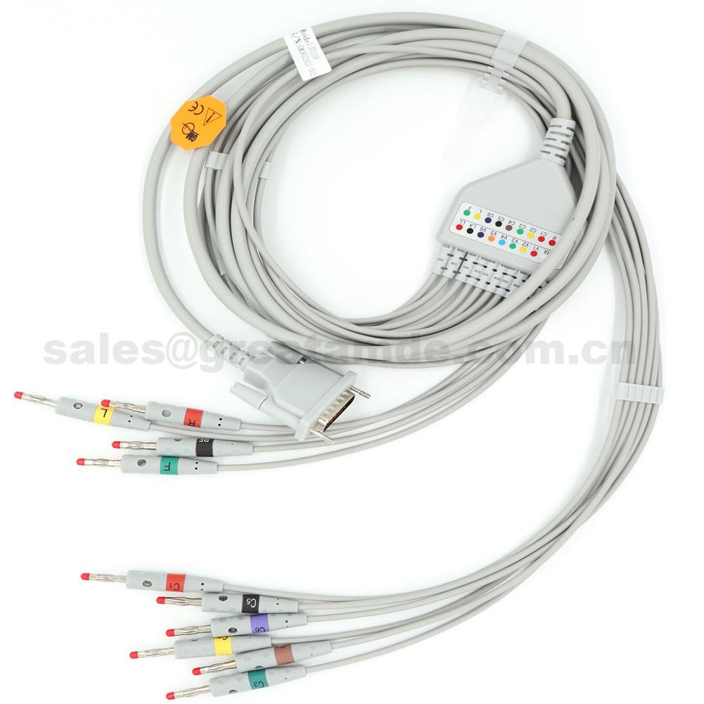EC010A schiller EKG-kabel, IEC, DB15M Banana 4.0, AT-1, gebruik met Schiller AT-102, CS-200, EC010A schiller EKG cable , IEC, DB15M Banana 4.0 , AT-1 ,Use with Schiller AT-102, CS-200,