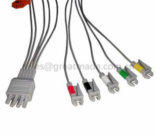 Compatibele Colin BP88, BP306 ECG Leadwire Set-Group, 5-LD, Grabber, IEC, 40in & 6PIN
