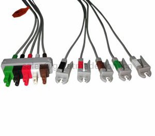 Compatibele M1623A ECG Safty Lead Set, 5-Lead, AHA, 3ft, AA 2PIN / Grabber