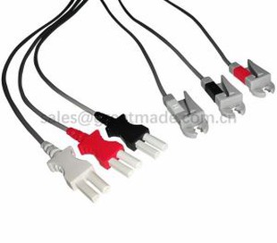 Compatibele Spacelab Ultraview 90369 Tru-Link-draadkabelsets, 3-draads, AHA, grijper