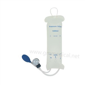 1000 ml herbruikbare nylon drukinfusiezak met manometer, wit. Voor snelle infusie van bloed en vloeistof.