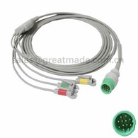 Compatibele Biolight A3, A5, A6, A8, Q5 ECG-kabel met Leadwiresie. IEC, 3-Lead, Grabber, Green 12pin