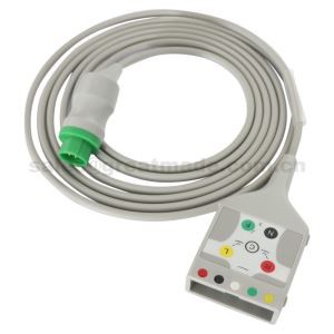 Compatibel met Mennen Medical ECG-trunkkabel, 5-aderig, 13-pins -> AA 2-pins, AHA, gebruik met HP 5-aderige compatibele leidraad