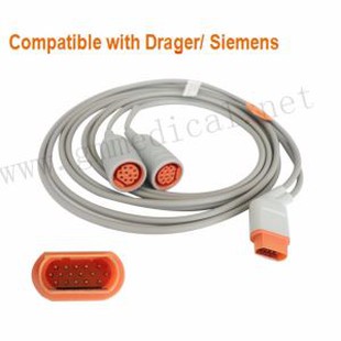 Invasieve bloeddrukIBP Transducer adapterkabel compatibel met drager Siemens,16pin-round 10pin socket