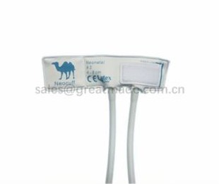 Neonate # 2 wegwerpmanchet, 4-8cm armomtrek, wit met lichtblauw, dubbele buis