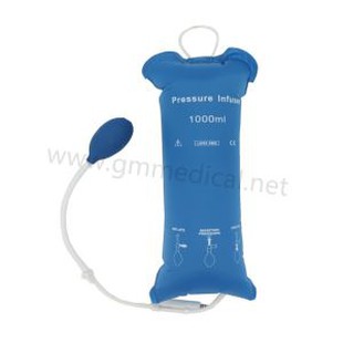 Herbruikbare nylon infuuszak met drukdisplay 1000 ml, blauw, rugnet en randstiksels