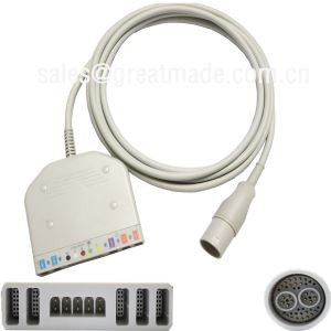 Gebruik met Lohmeier 98.060.120 / A Multi-Parameter Trunk Cable (IBP * 2, Temperature * 2, 5-lead ECG, Spo2)