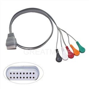 Holter Recorder ECG Patiënt Kabel 16 Pin 5 Leads Snap 4.0 IEC Standaard Compatibel Voor Edan Holter Recorder Machine SE-2003 2012
