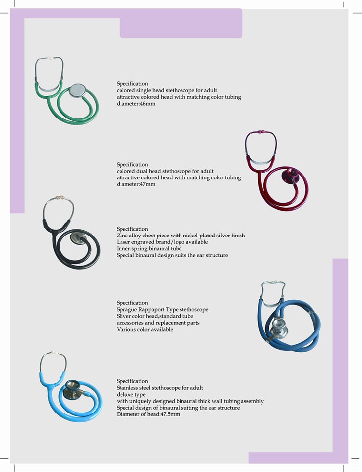 Professionele geanodiseerde aluminium stethoscoop met enkele dubbele kop en anti-kop stethoscoop
